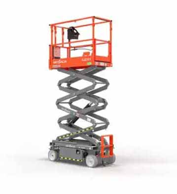 Compact push-around scissor lift for indoor access and low-height maintenance work